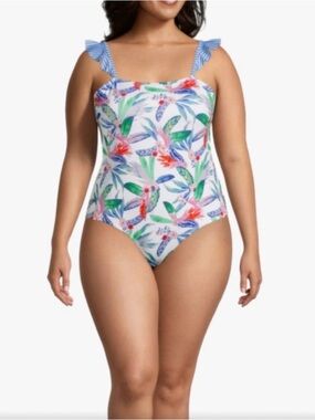 Outdoor Oasis Women’s Swimwear One Piece XXL Tropical Floral Built In Bra New